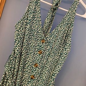 AEO Green Floral Jumpsuit